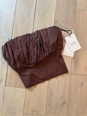 Chocolate Brown Strapless Ruched Tank Top